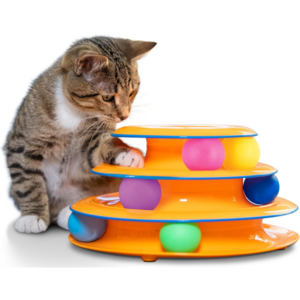 Tower of Tracks Cat Toy – 3-Level Track Tower with 6 Balls
